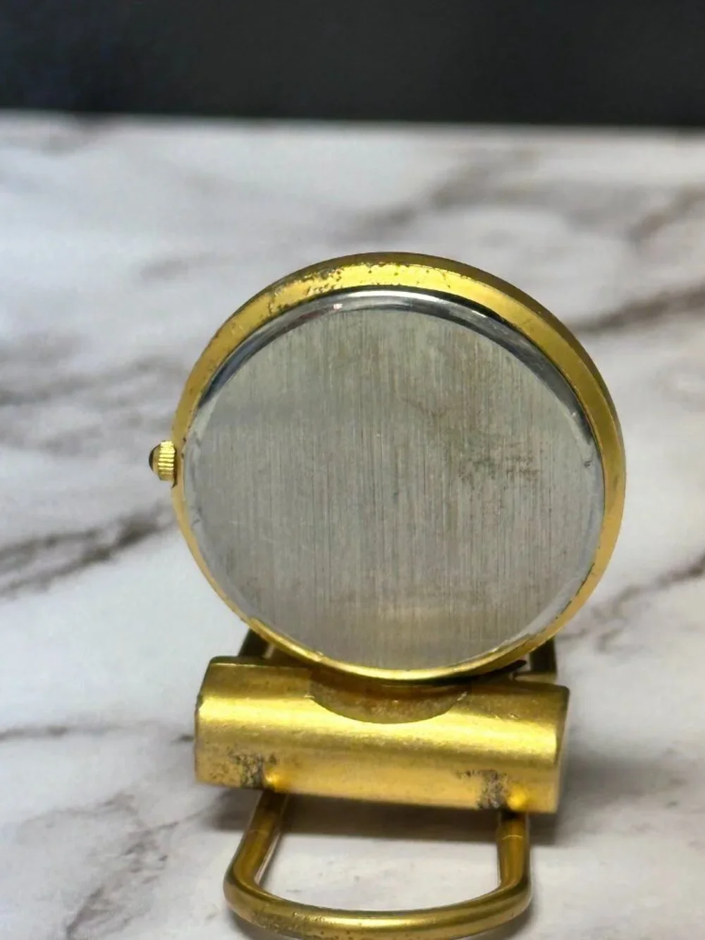Money Clip Watch Gold Tone Men White Dial Round 30MM New Battery